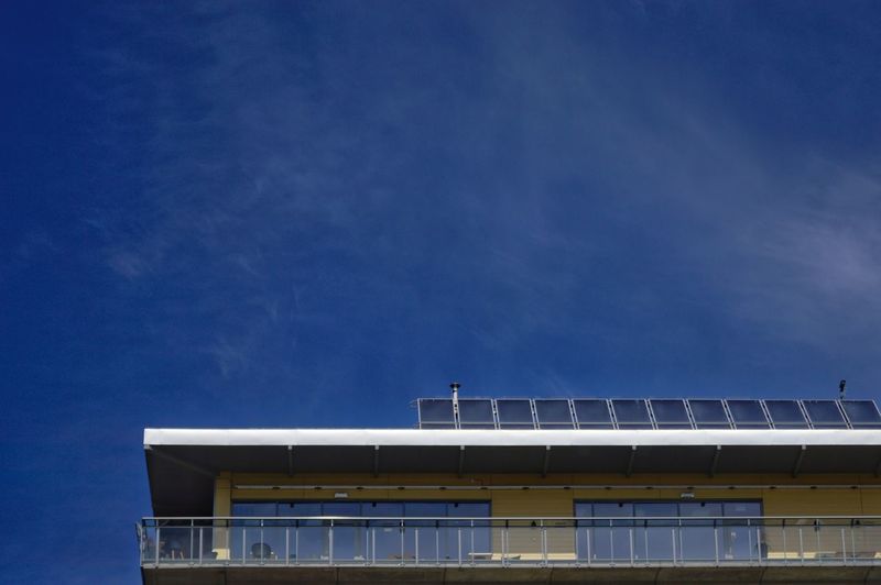 Exterior of building against blue sky