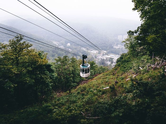 Overhead cable car on road