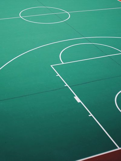 High angle view of empty basketball court 