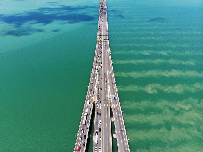 High angle view of bridge over sea
