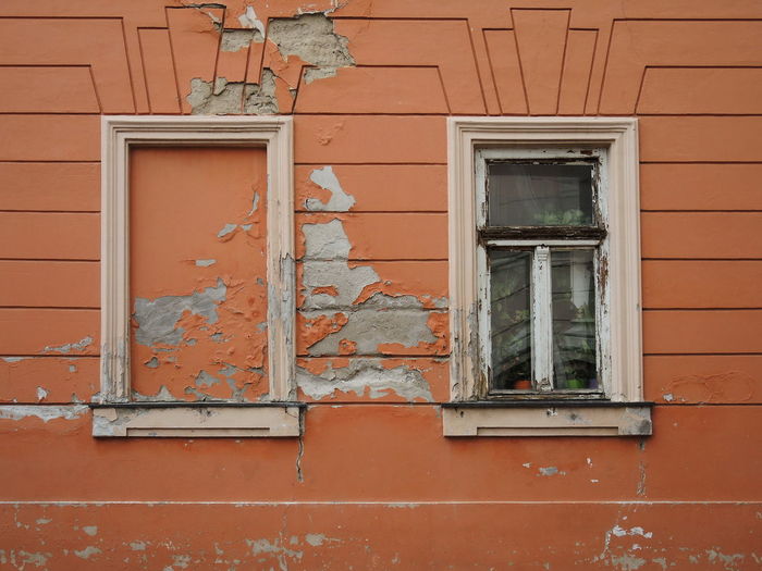 Closed window of building