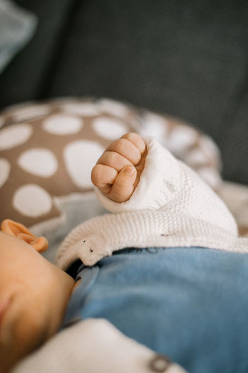 Close up of baby boy's hand in a fist
