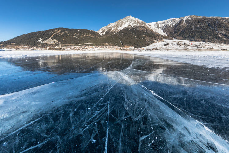 Frozen lake in italy