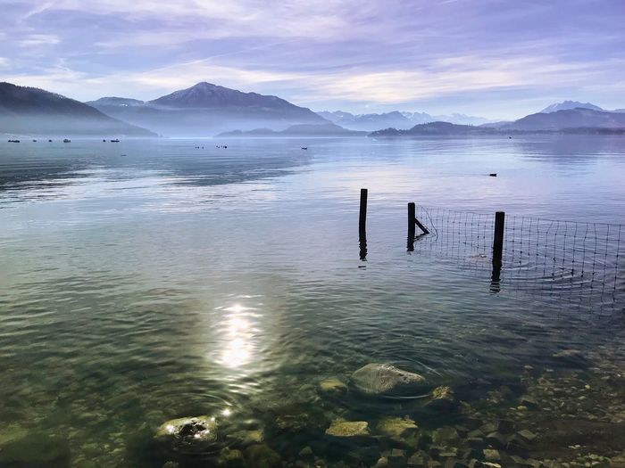 Scenic view of lake against sky
