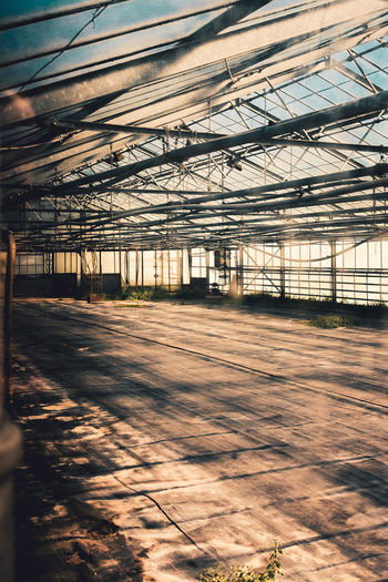 View of empty railroad station in greenhouse