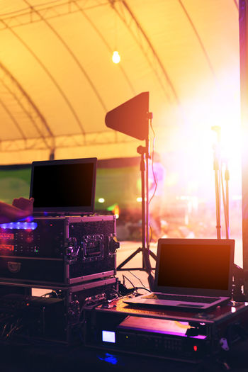 Electrical equipment in illuminated studio