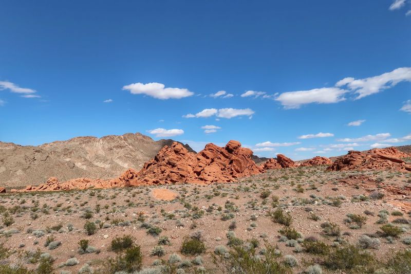 View of rock formations in desert