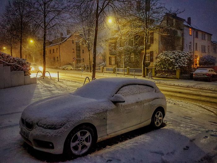 Car on street during winter