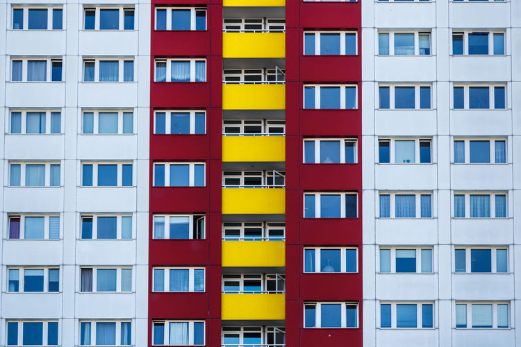 Full frame shot of multi colored apartment building