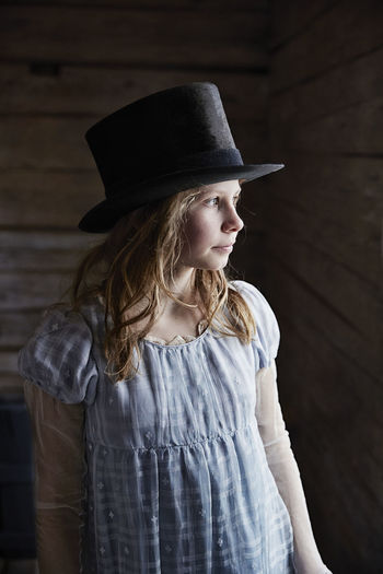 Girl wearing top hat