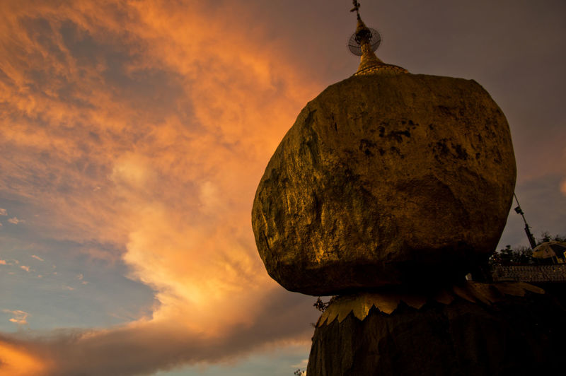 The worshiping golden rock in last light of the day
