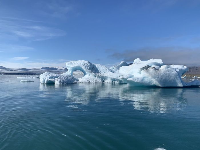 Scenic view of frozen sea against sky