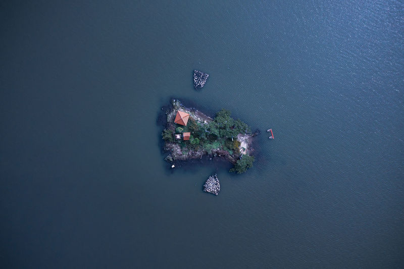 High angle view of island in sea