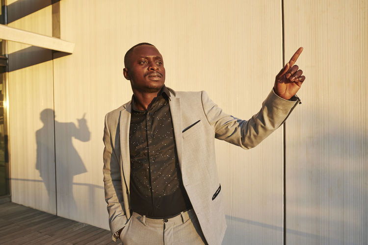African american businessman at sunset