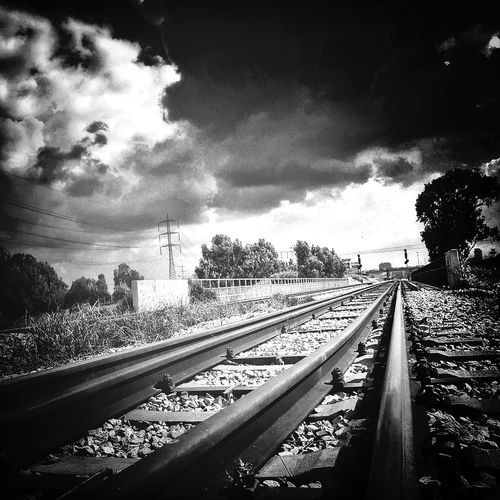 Railroad track at sunset