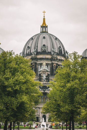Low angle view of berlin cathedral against sky in city