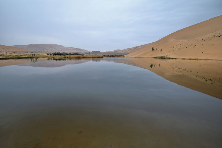 1042 reflections on lake badain east- badain jaran section of the gobi desert. inner mongolia-china.