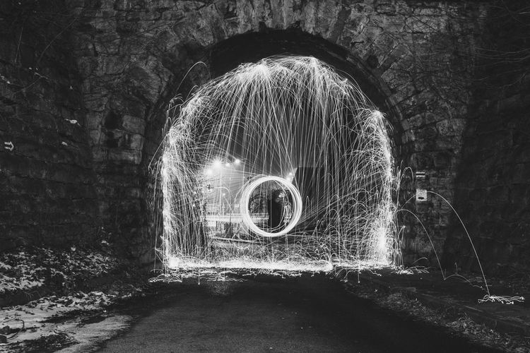 Light painting of tunnel