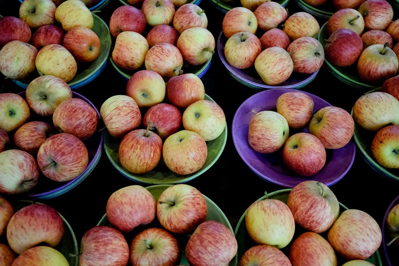 Full frame shot of apples for sale in market