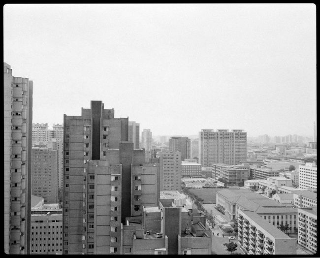 Cityscape against clear sky