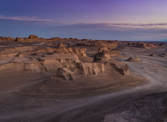 Kalouts in the lut desert after sunset