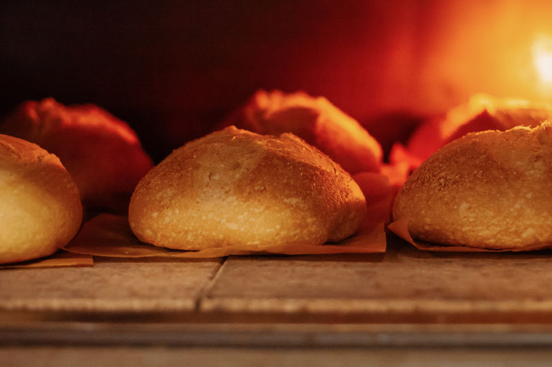 Freshly baked bread in the oven