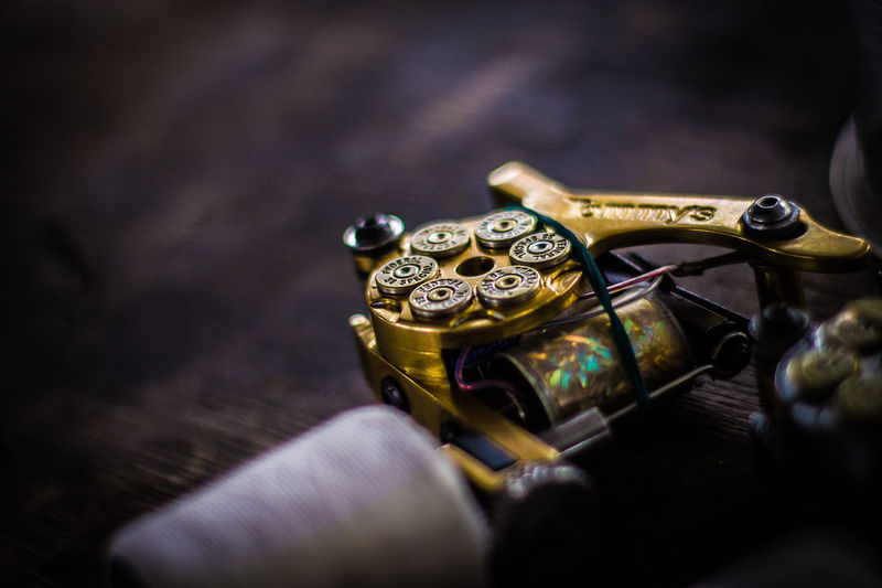 Close-up of bullets on table