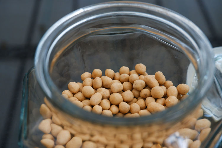Egg beans in a glass jar