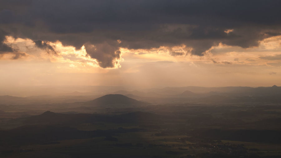 Scenic view of landscape against sky during sunset