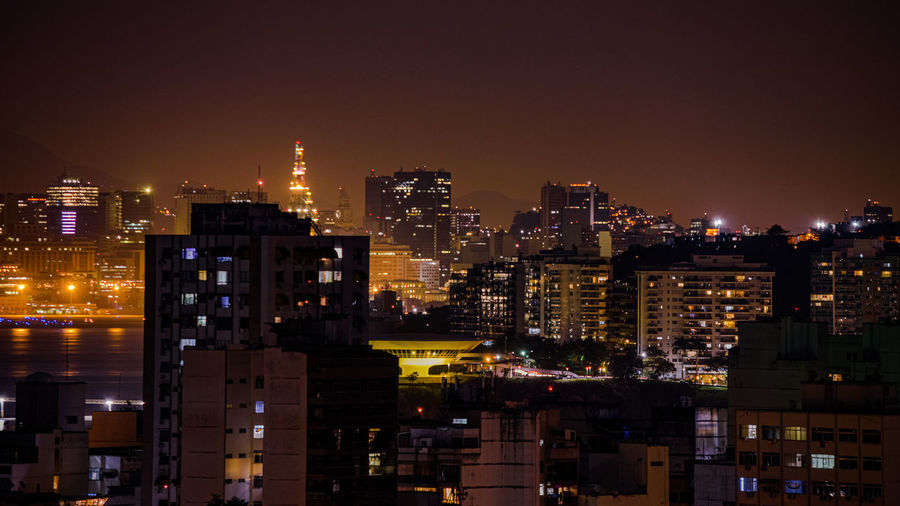 Long exposure urban night photography with buildings and lights of a brazilian city