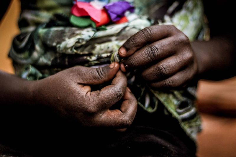Close-up of the hands of an african child