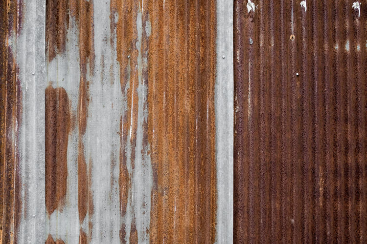 Full frame of rusted corrugated metal