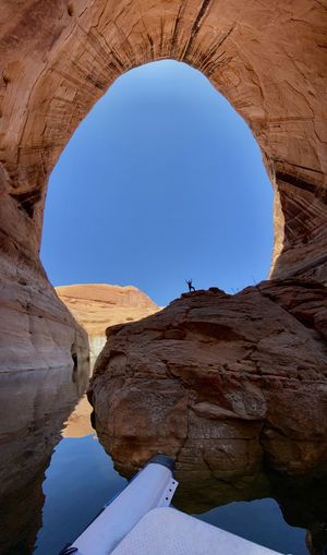 Natural keyhole in slot canyon on lake powell