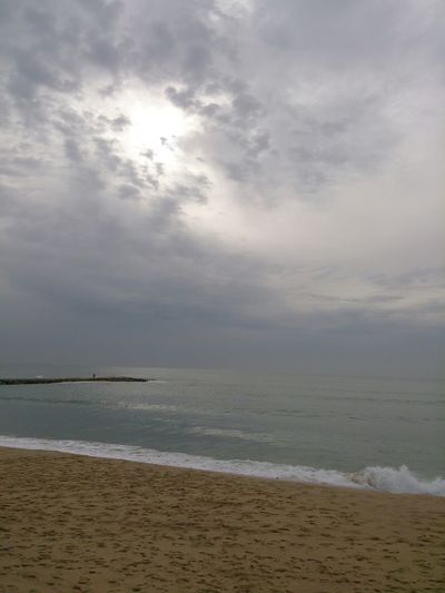 Scenic view of sea against cloudy sky