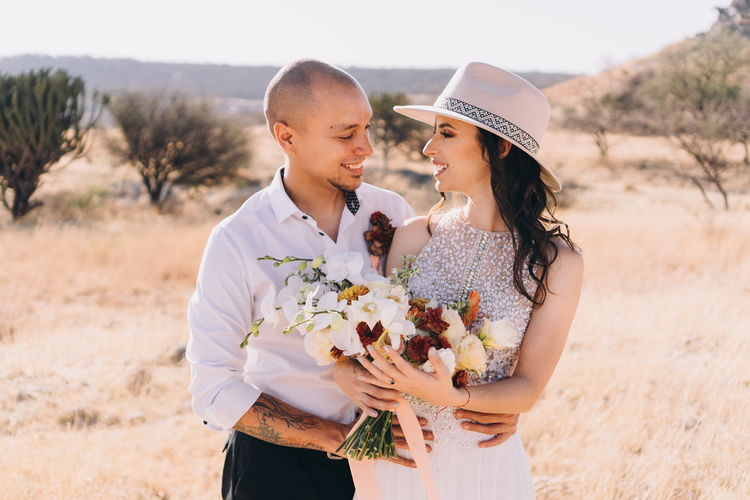 Bride and groom during elopement in nature in querétaro, mexico