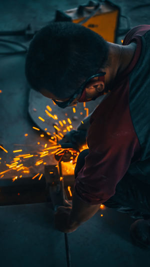 A worker doing fabrication work, baturaja indonesia.