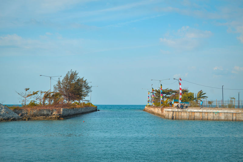 Scenery of sea against sky
