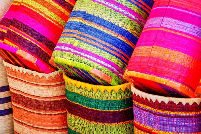 Close-up of multi colored textiles 