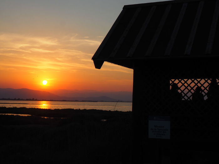 Scenic view of sea against orange sky