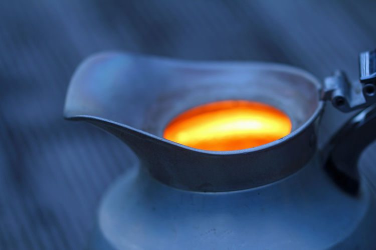 Hot drink glowing in jug