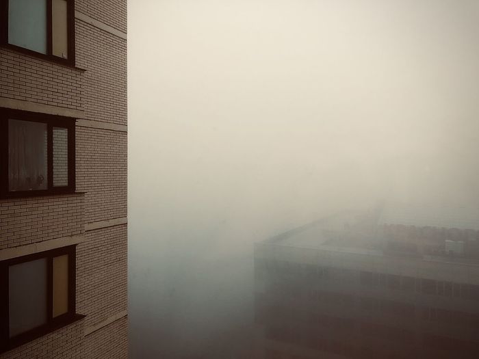 View of building in foggy weather