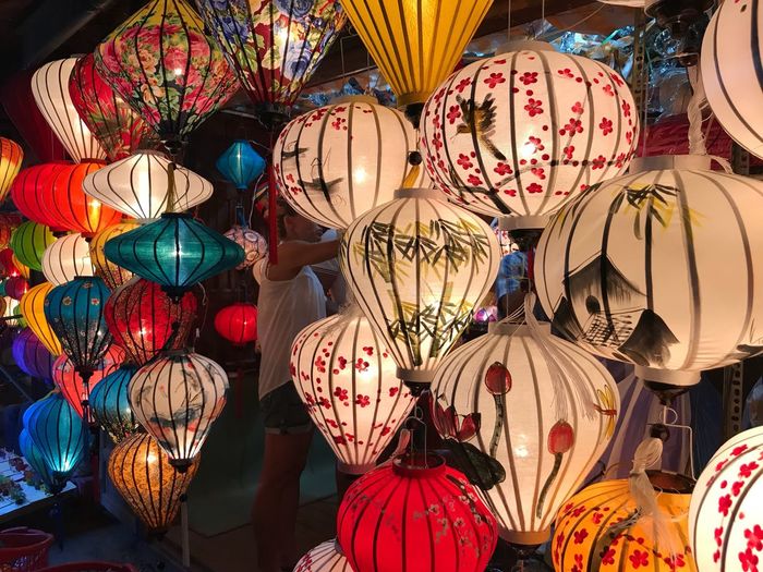 Close-up of lanterns for sale in market