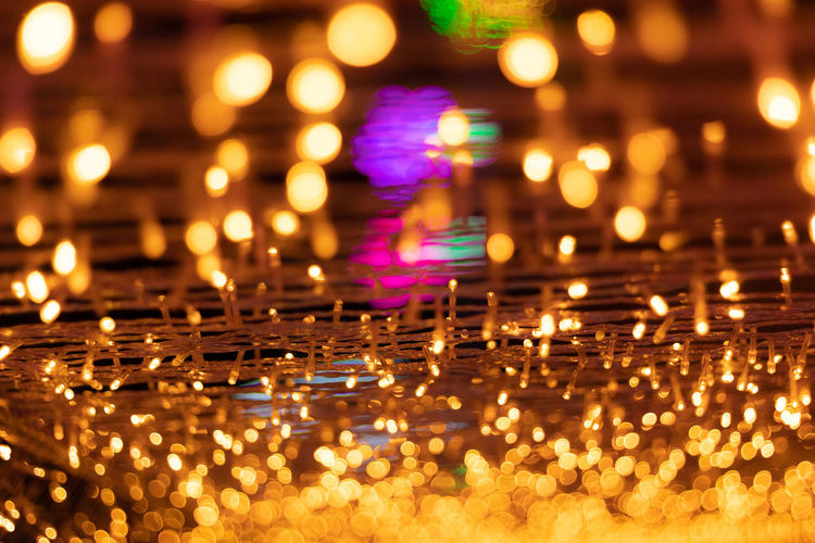 Full frame shot of illuminated string lights
