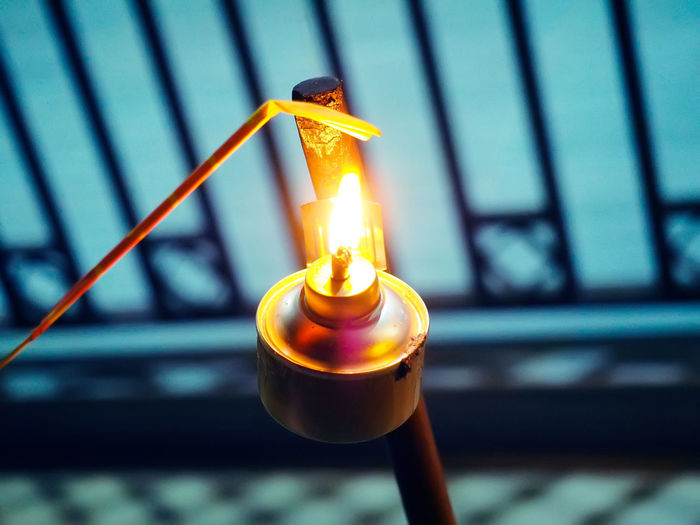 Close-up of lit candle