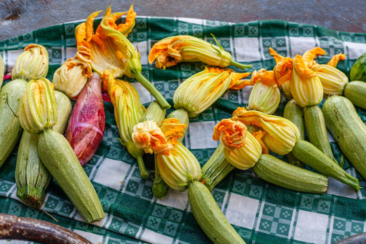 Fresh organic zucchini with its flowers