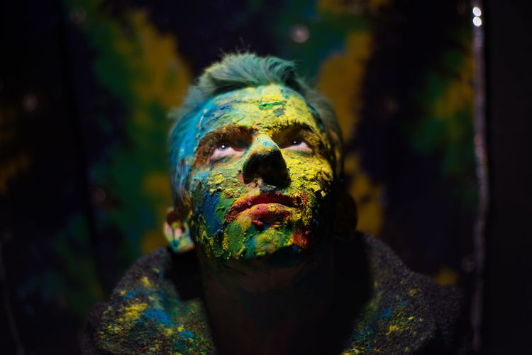 Close-up of man with face paint