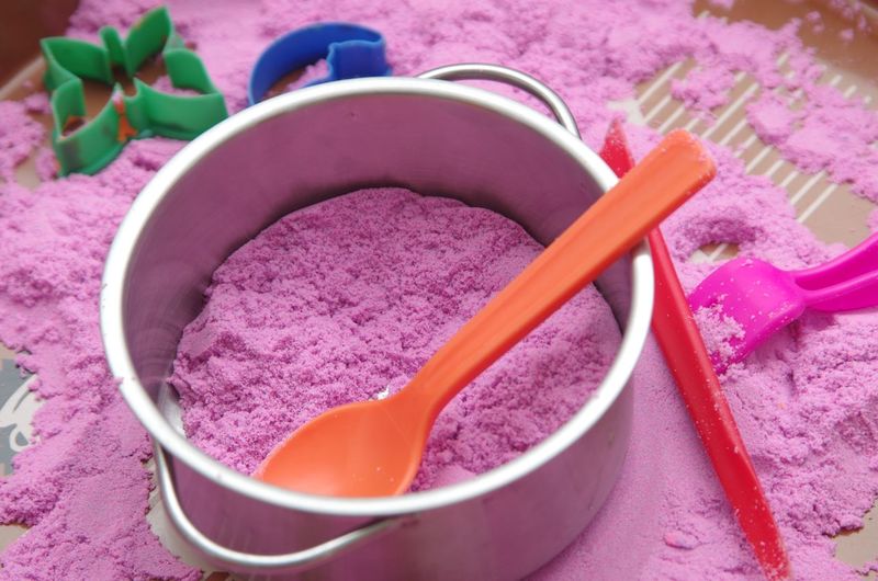 High angle view of pink flowers in bowl