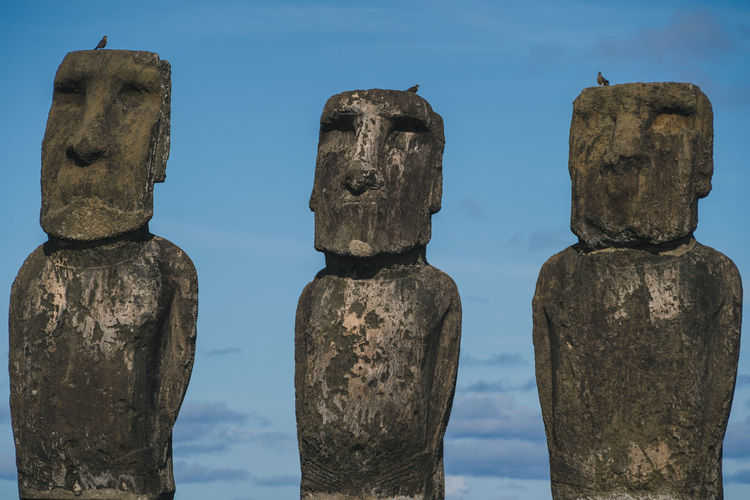 Moai statues against sky