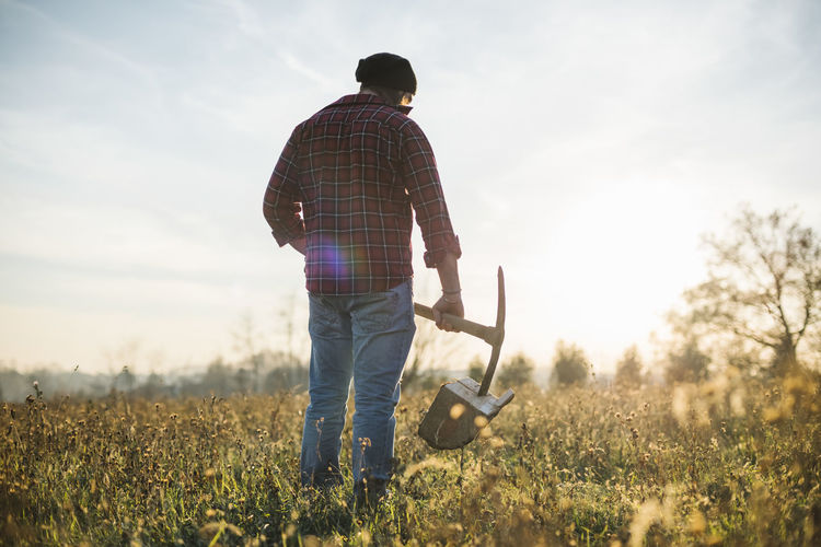 Lumberjack in the field