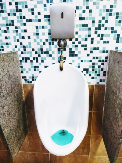 High angle view of white wall in bathroom